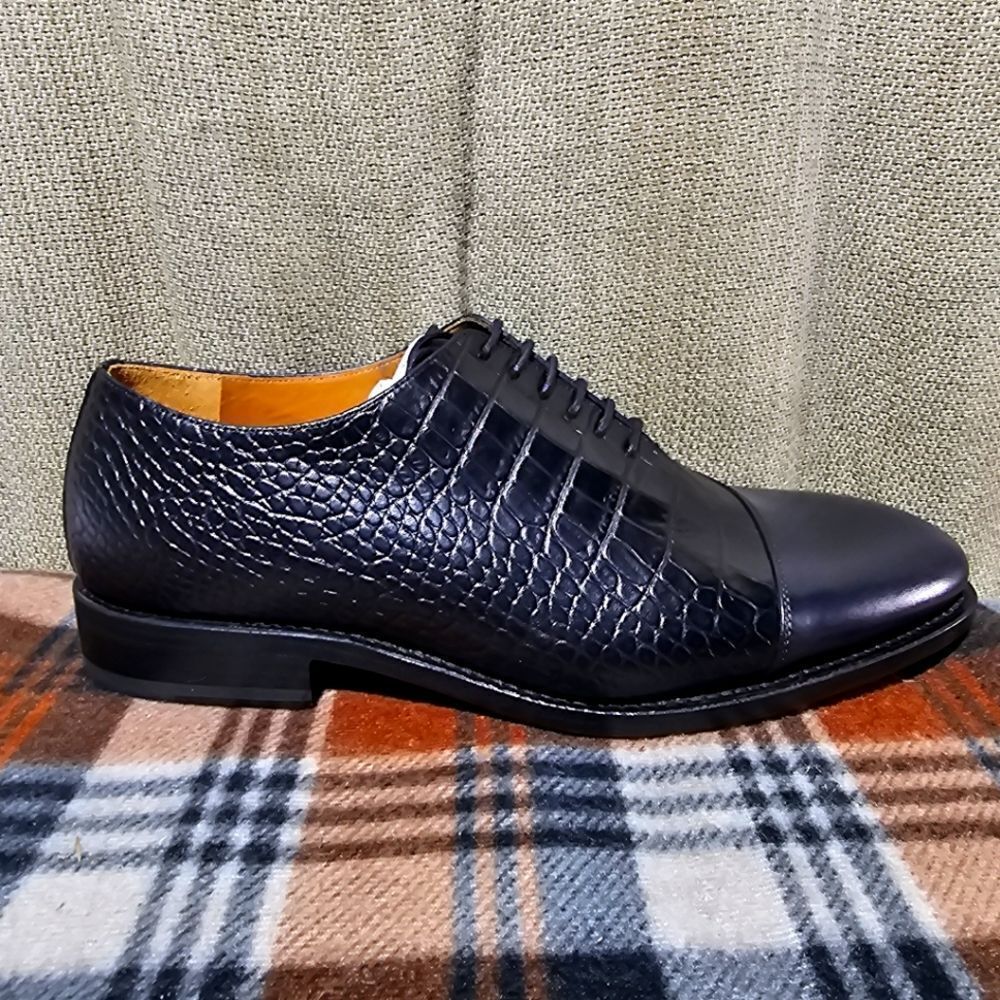 TAFT The Paris Black Embossed Leather Oxford Dress Shoes EU 40 US 7